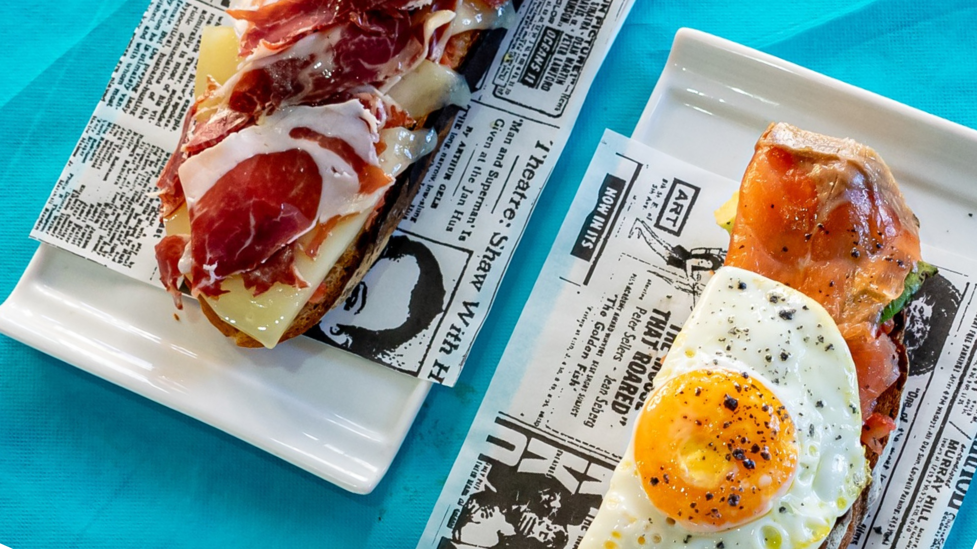 Brunch spread with Mediterranean dishes