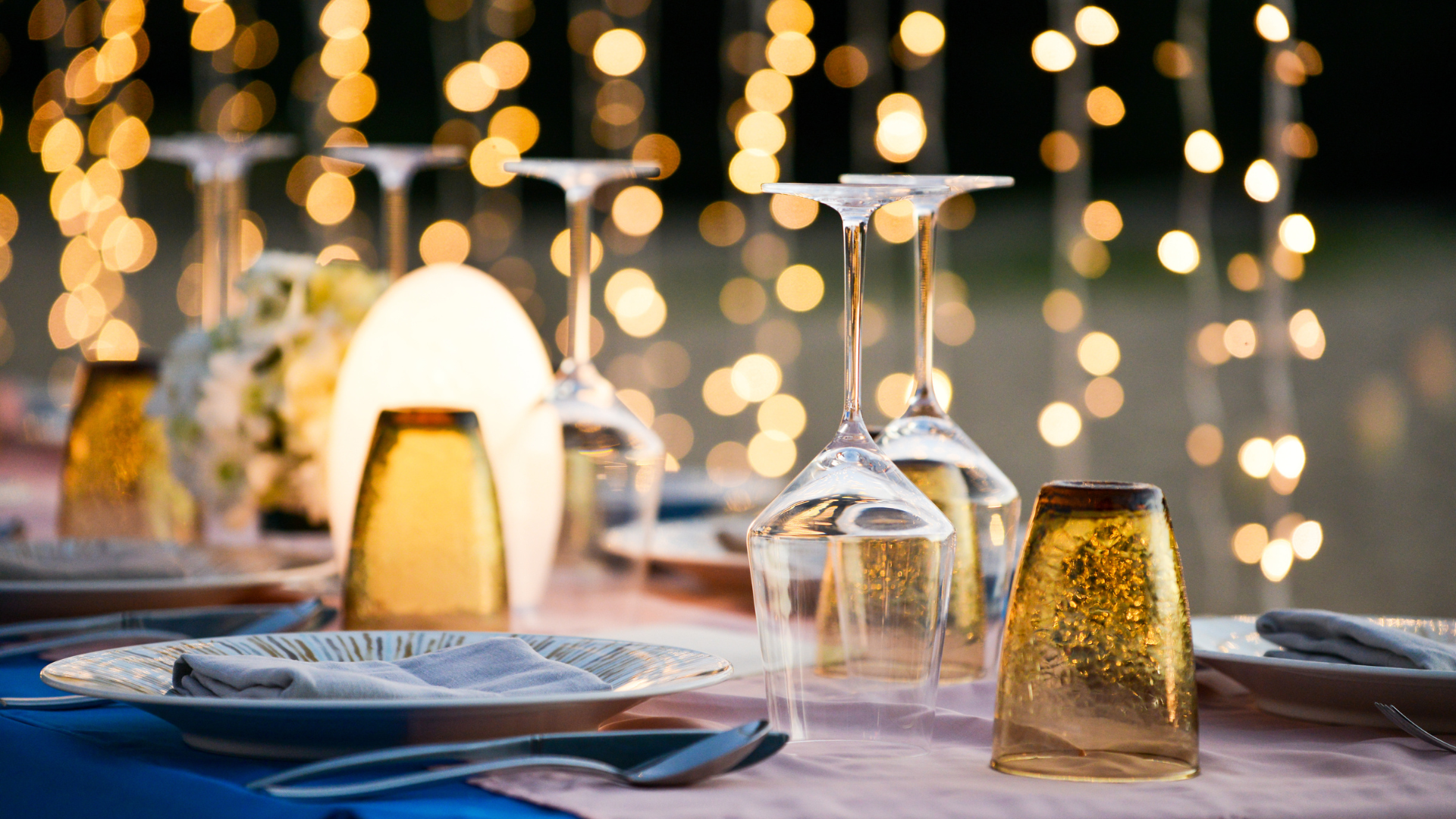 Dinner setting with music and lights